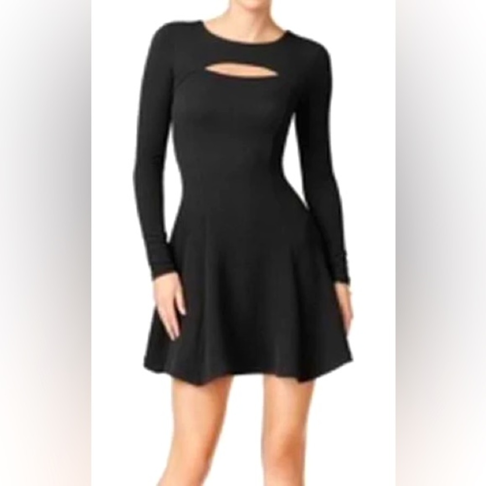Bar III Black Long Sleeve Cutout Dress